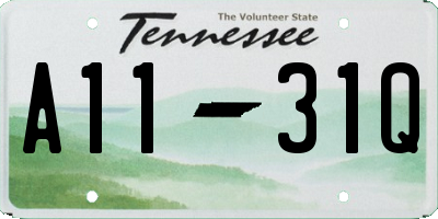 TN license plate A1131Q