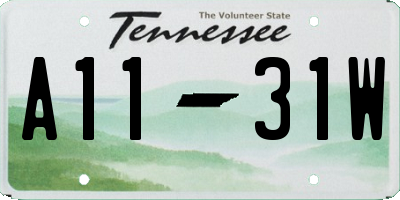 TN license plate A1131W