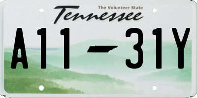 TN license plate A1131Y