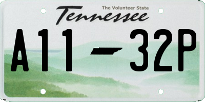 TN license plate A1132P