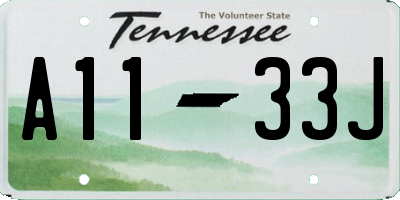 TN license plate A1133J