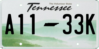 TN license plate A1133K