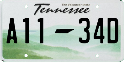 TN license plate A1134D