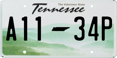 TN license plate A1134P