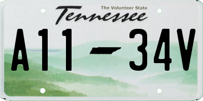 TN license plate A1134V