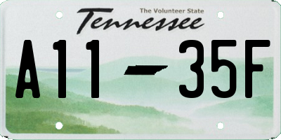 TN license plate A1135F