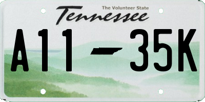 TN license plate A1135K