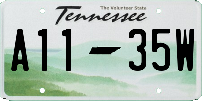 TN license plate A1135W