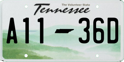 TN license plate A1136D