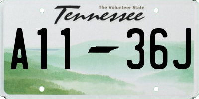 TN license plate A1136J