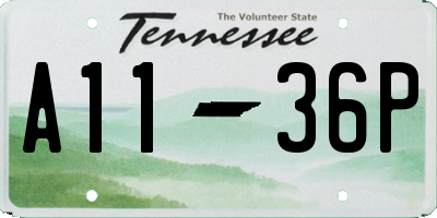 TN license plate A1136P