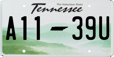 TN license plate A1139U