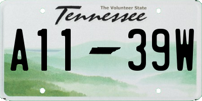 TN license plate A1139W