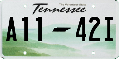 TN license plate A1142I