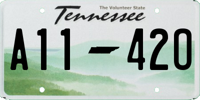 TN license plate A1142O