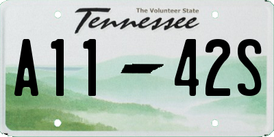 TN license plate A1142S