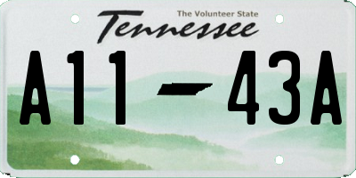 TN license plate A1143A