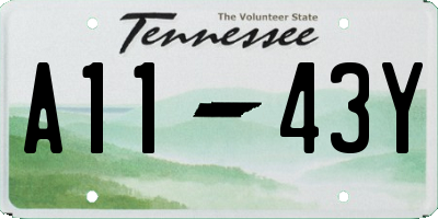 TN license plate A1143Y