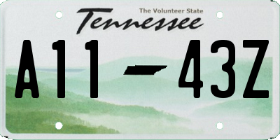 TN license plate A1143Z