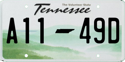 TN license plate A1149D