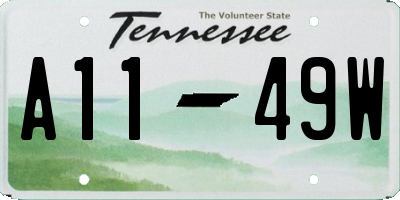 TN license plate A1149W