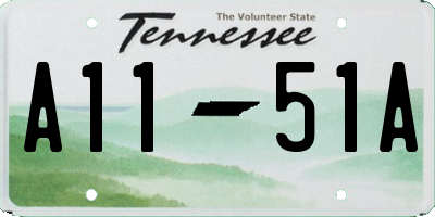 TN license plate A1151A