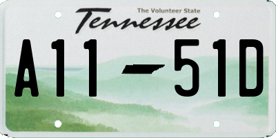 TN license plate A1151D