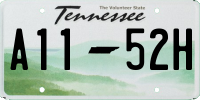 TN license plate A1152H
