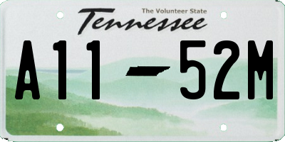 TN license plate A1152M