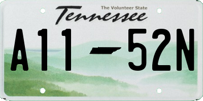 TN license plate A1152N