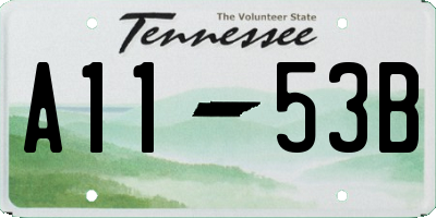 TN license plate A1153B