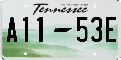 TN license plate A1153E