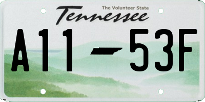 TN license plate A1153F