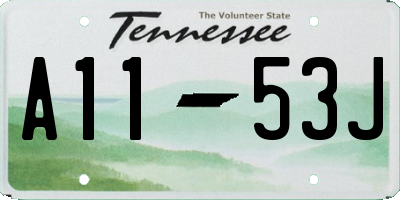 TN license plate A1153J