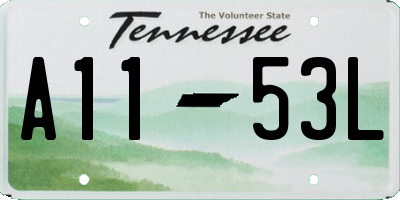 TN license plate A1153L