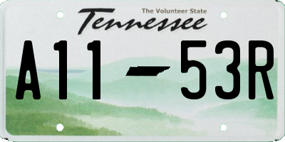 TN license plate A1153R