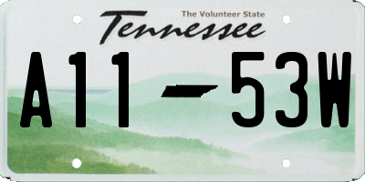 TN license plate A1153W