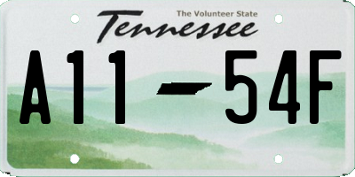 TN license plate A1154F