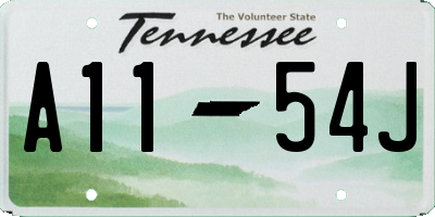 TN license plate A1154J