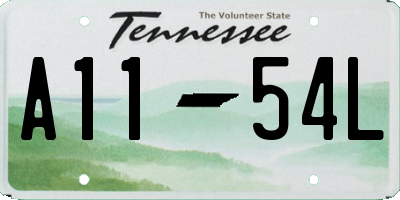 TN license plate A1154L