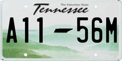 TN license plate A1156M