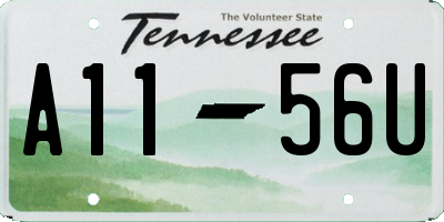 TN license plate A1156U