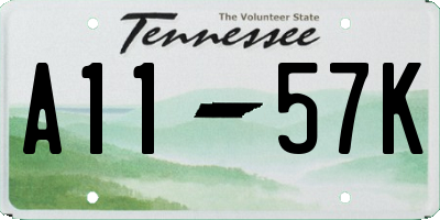 TN license plate A1157K