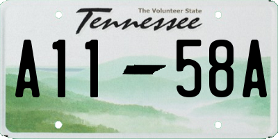 TN license plate A1158A