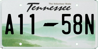 TN license plate A1158N