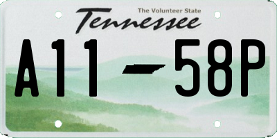 TN license plate A1158P
