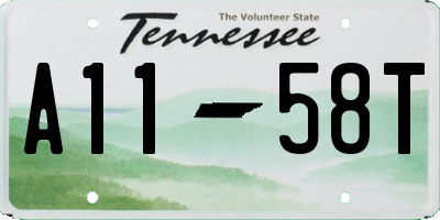 TN license plate A1158T