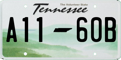 TN license plate A1160B
