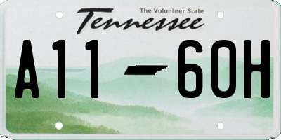 TN license plate A1160H