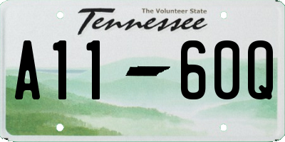 TN license plate A1160Q